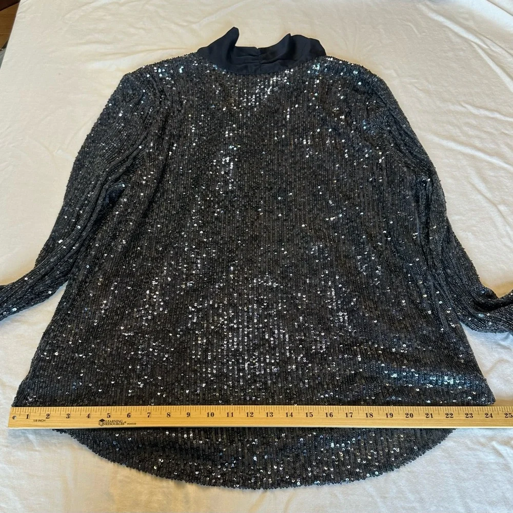 Ann Taylor Navy Sequin Blouse with Bow Accent - NWT - XL - Picture 10 of 11